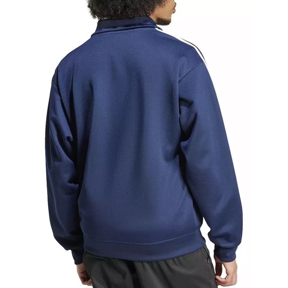 Adidas Blue Quarter-Zip Jacket with White Stripes - Picture 4 of 9
